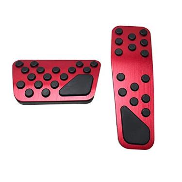 Imagem de sportuli Kit de capas de freio e acelerador de alumínio antiderrapante sem perfuração para Dodge Challenger Charger Chrysler 300 2009-2021 (vermelho)