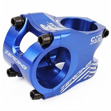 Imagem de Hastes de guidão de mountain bike ultraleves vazadas e curtas 31,8 x 35 mm haste dobrável para haste de liga de alumínio para a maioria das bicicletas, bicicletas de estrada, MTB, BMX, equipamento fixie, ciclismo (azul)