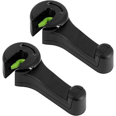 Imagem de Ganchos de encosto de cabeça para assento de carro – 2 unidades duráveis de ganchos de rotação de camada dupla de 360° com suporte de celular e trava para bolsa de mão, bolsas de compras, pano para carro, universal, preto (preto)