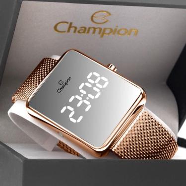 Imagem de Relogio Digital Quadrado Dourado Rose Champion CH40080Z