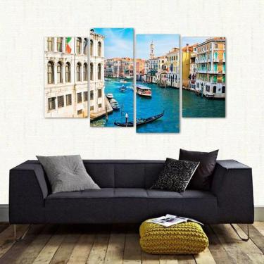 Imagem de Quadro Decorativo Paisagem Veneza Em Tecido 4 Peças 1