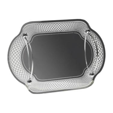 Imagem de Bandeja De Vidro Espelhada Com Alça 25x35 Decorativa St1642