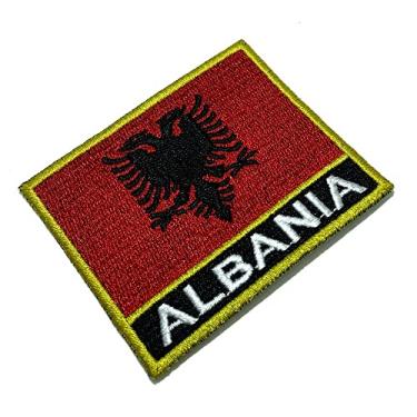 Imagem de BP0221NT01 Bandeira Albânia Patch Bordado Termo Adesivo