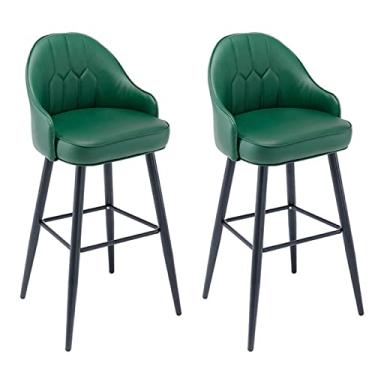 Imagem de Pu Conjunto de Fezes de Barra de Barra de Cozinha de Couro de 2 com Costas, Cadeiras de Barra de Altura, Assento Estofado com Moldura Cromo Preto, para Barras, Sala de Jantar (Altura 75 Cm) (Color :