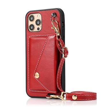 Imagem de Capa de suporte de cartão de carteira de silicone para iPhone 13 11 12 Pro Max 7 8 Plus X XS XR SE 2020 Cordão Drop Case, vermelho, para iPhone 7Plus/8Plus