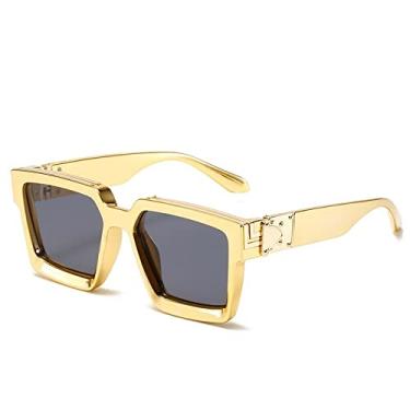 Imagem de Óculos de sol masculinos e femininos Steampunk Óculos de Sol Masculino de Luxo Designer Retro Trend Óculos de Sol Feminino Quadrado Anti-reflexo Óculos de Condução Masculino, C17Gold Preto, Outros