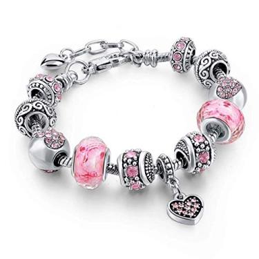 Imagem de Capital Charms Pulseiras com pingentes banhados a prata para mulheres e meninas adolescentes, conjunto de joias com contas e extensor de corrente de serpente, pulseira ajustável para