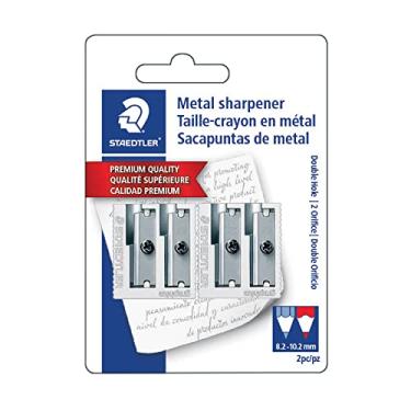 Imagem de Staedtler Apontadores de metal, orifício duplo para lápis e lápis de cor 2 ea, 510 20BK2, prata