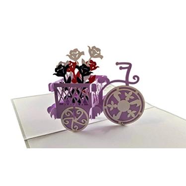 Imagem de iGifts And Cards Cartão de felicitações pop-up 3D para planta de bicicleta patriótica - vermelho, branco, azul, flores, uau, meia dobra, memorial, veteranos, bandeira, dia especial, icônico, simpatia,
