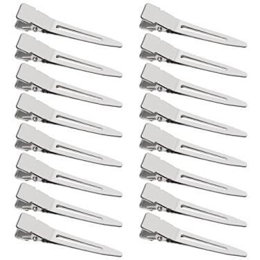 Imagem de SBYURE Pacote com 100 grampos de bico de pato de 4,5 cm de pino único de 4,5 cm, grampos de cabelo de seção de ajuste prata, clipes jacaré de metal para extensões de cabelo