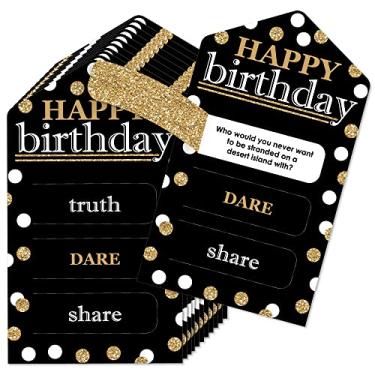 Imagem de Big Dot of Happiness Cartas de picles para festa de aniversário adulto feliz aniversário – ouro – truth, desafio, compartilhar abas – conjunto de 12