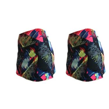 Imagem de KIT 2 Shorts Saia Plus Size Suplex Cós Alto Estampada ou Lisa 25A-25A G2