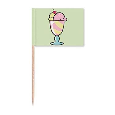 Imagem de Cereja xícara doce sorvete palito bandeiras marcador decoração festa