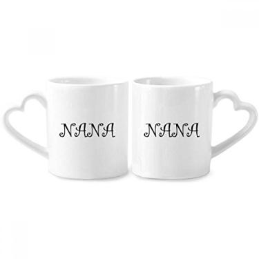 Imagem de Conjunto de canecas de porcelana para casal com letras da vovó e coração