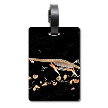 Imagem de Bones Black Miniature Dinossauro Maleta Etiqueta Bagagem Cartão Pendurado Etiqueta Scutcheon, Multicolorido.