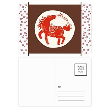 Imagem de Ano de Cavalo Animal China Zodíaco Vermelho Natal Flor Celebração Cartão postal Bênção
