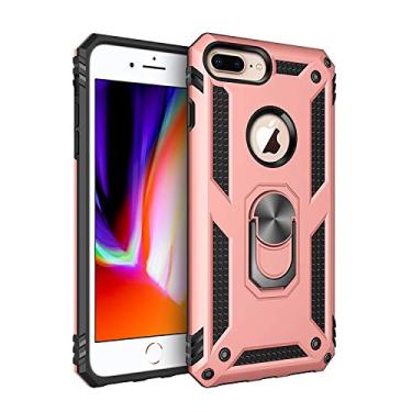 Imagem de Caso de capa de telefone de proteção Para iPhone 6 plus / 7 plus / 8 plus case celular com caixa de suporte magnético, proteção à prova de choque pesada (Color : Rose gold)