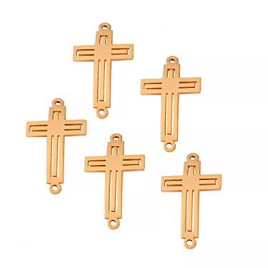 Imagem de CNBPIC 3Pcs/Lot Aço Inoxidável 17 * 30Mm Joias Pequenas Cruzes Colar Pingente Handmade Bricolage