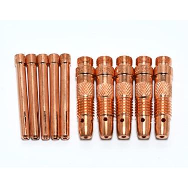 Imagem de RIVERWELD TIG Collet Bodis 10N24 10N32 (3/32" e 2,4 mm) Kit de tamanhos variados para SR DB PTA WP 17 18 26 TIG Tocha de solda 10 unidades