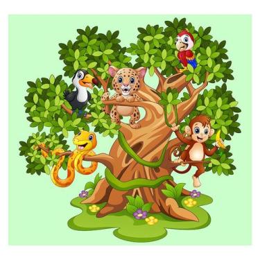 Imagem de Papel De Parede Adesivo Infantil Árvore Animais Quarto Criança - 690Pc