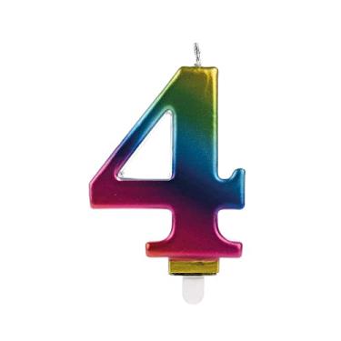 Imagem de Vela de Aniversário Wave Colorida Número 4-01 unidade