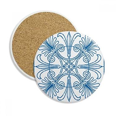 Imagem de Caneca de porta-copos com estampa decorativa em estilo Talavera azul