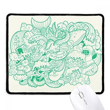 Imagem de Tapete de borracha para jogos Sea Wave Fish Shark Mousepad com borda costurada