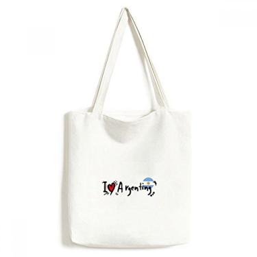 Imagem de I Love Argenting Word Flag Love Heart Illustration Tote Canvas Bag Shopping Satchel Casual Bolsa