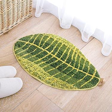 Imagem de SUNBABY Vanyear Tapete de banheiro de fibra superfina de poliéster macio, design de folha de banana, capacho, tapete de banheiro (40 x 50 cm, folha de banana verde)