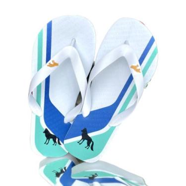 Imagem de Chinelo Original Da Acostamento Branco Com Detalhes Em Azul E Verde-Ág