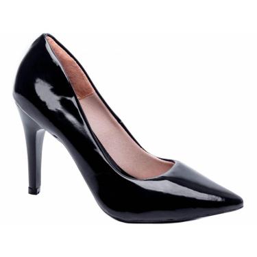 Imagem de Scarpin Preto Verniz Clássico Salto Bico Fino Perfeito