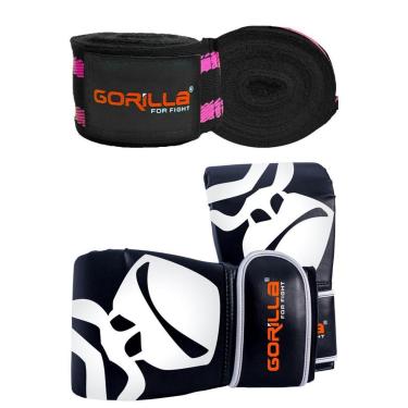 Imagem de Luva Bate Saco Pro Infantil + Bandagem Elástica 2,5 Metros Treino Boxe MMA Muay Thai Gorilla-Unissex