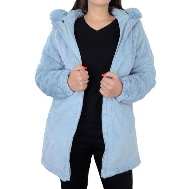 Imagem de Jaqueta Feminina Pellini Parka Pele Dupla Face Azul Clara - GD3040A-Feminino