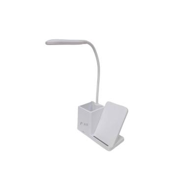 Imagem de Luminária de Mesa Flexível Led Porta Caneta com Carregamento Sem Fio Branco