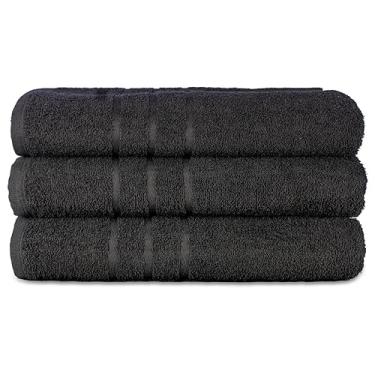 Imagem de Kit Com 3 Toalhas de Rosto para Hotel Alta Absorção 44x70cm - Profissional Prata - Central Toalhas (Preto)