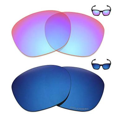 Imagem de Mryok+ 2 pares de lentes polarizadas de substituição para óculos de sol Oakley Garage Rock – Rosa cobalto/azul pacífico