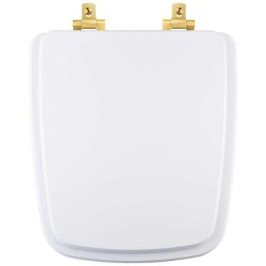 Imagem de Assento Sanitário MDF Soft Close Boss Branco para Vaso Incepa com Ferragem Dourada