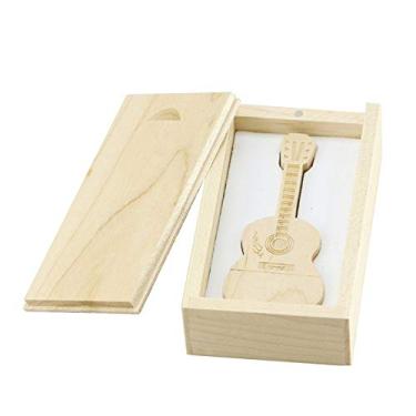 Imagem de Modelo de guitarra de madeira de 16GB caixa de madeira 3.0 USB Flash Drive Pen Drive Armazenamento de dados Pen Drive USB Drive USB 3.0 Pen Drive U Disco Flash Memory Flash Disk - Maple