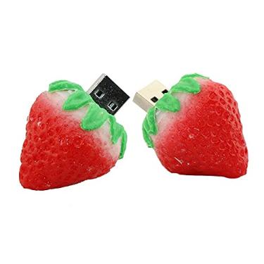 Imagem de 128 GB em forma de morango USB 2.0 Drive U Disk Memory Stick Flash Drive USB Files Drive U Disk Thumb Drive Flash Disk (Vermelho)