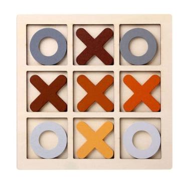 Imagem de shamjina Tic tac toe de madeira cérebro teaser xo jogo de tabuleiro de xadrez interativo artesanal jogo de mesa de café para crianças adultos favores de festa, Café