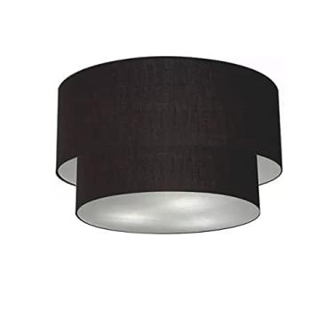 Imagem de Plafon Duplo Cilíndrico Cúpula Tecido 25/40x35, Vivare Iluminação, Plafon3045 PRPR, Preto, Médio