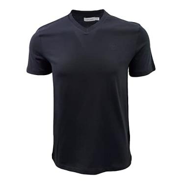 Imagem de Calvin Klein Camiseta masculina de algodão macio com gola V, Beleza preta, P