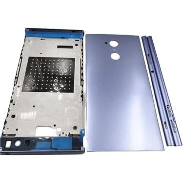 Imagem de SHOWGOOD Capa completa com moldura frontal central para Sony Xperia XA2 Ultra C8 H4233 H3213 + capa traseira da bateria sem botão lateral (preto)