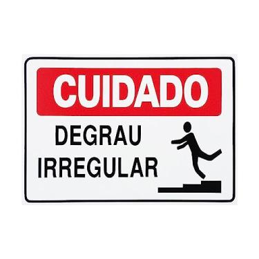 Imagem de Placa De Sinalização Cuidado Degrau Irregular 30x20 Acesso - S-216/1 F9e