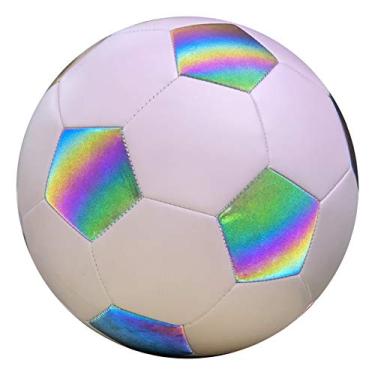 Imagem de Bola de futebol REBOIL Fantasy – Bolas de couro refletivas e descoloridas holográficas – Presente brilhante de argola para meninos e meninas – Perfeito para uso interno ao ar livre e noturno (tamanho 4, roxo)