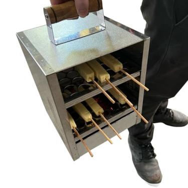 Imagem de LAURINDOS, Churrasqueira Queijo Coalho Inox Praia Camping 2 Grelhas