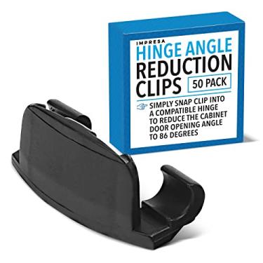 Imagem de IMPRESA [Pacote com 50] Clipes restritores de armário Impresa para Blum 70T3553 Dobradiça Blumotion Soft-Close - Retenção invisível de porta de armário para clipe de 110 graus da IKEA - Clipes