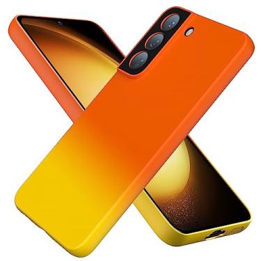 Imagem de YSLBWLE Capa para Samsung Galaxy S22, nova capa fina projetada, [proteção contra quedas de grau militar de 3 m], com protetor de lente, gradiente, laranja + amarelo7-sam s22-01