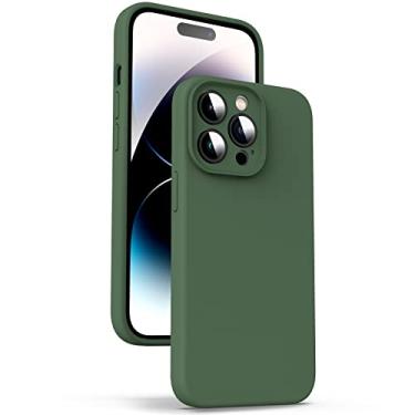 Imagem de Supdeal Capa de silicone líquido para iPhone 14 Pro, [silicone líquido verdadeiro] [antiimpressões digitais] capa protetora de 4 camadas para celular, cobertura total ao redor da câmera e microfibra embutida, 6,1 polegadas, verde