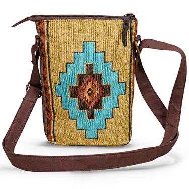 Imagem de Bolsa tiracolo de tecido Kinara – Design nativo americano do sudoeste – Padrão bonito e exclusivo – Tecelagem fina – Elegante e funcional, Saltillo